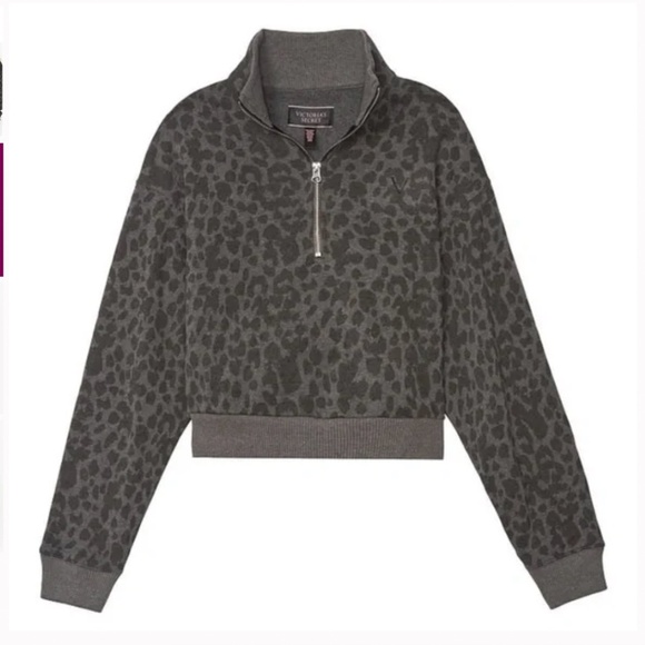 EUC Victoria's Secret Half-Zip Crop Sweatshirt - Picture 3 of 9